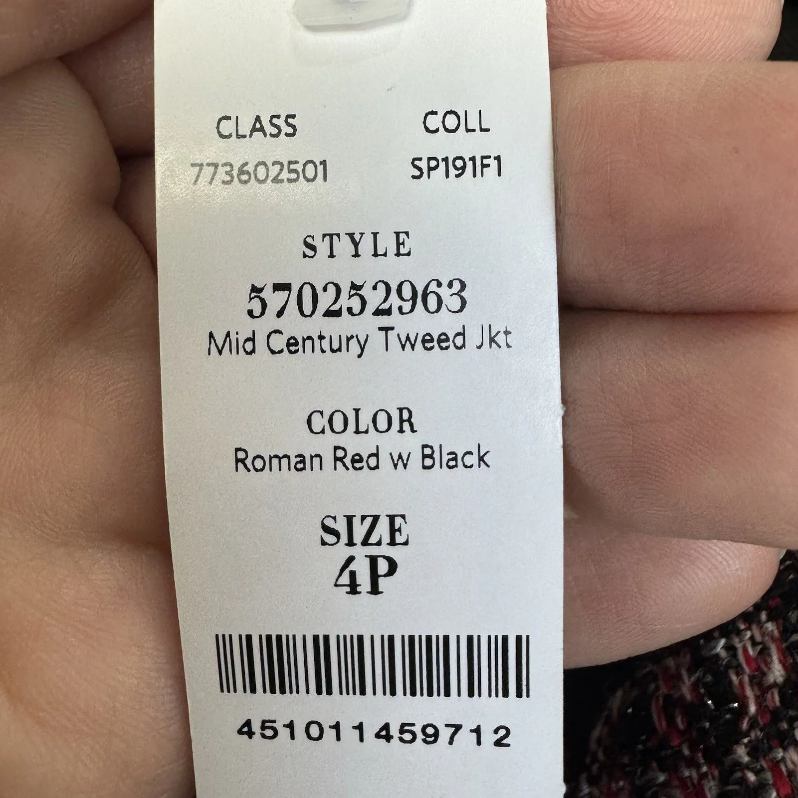 WHBM Black Red Silver Tweed Fringe Moto Blazer Jacket Size 4P Zipper Career NWT - Image 10