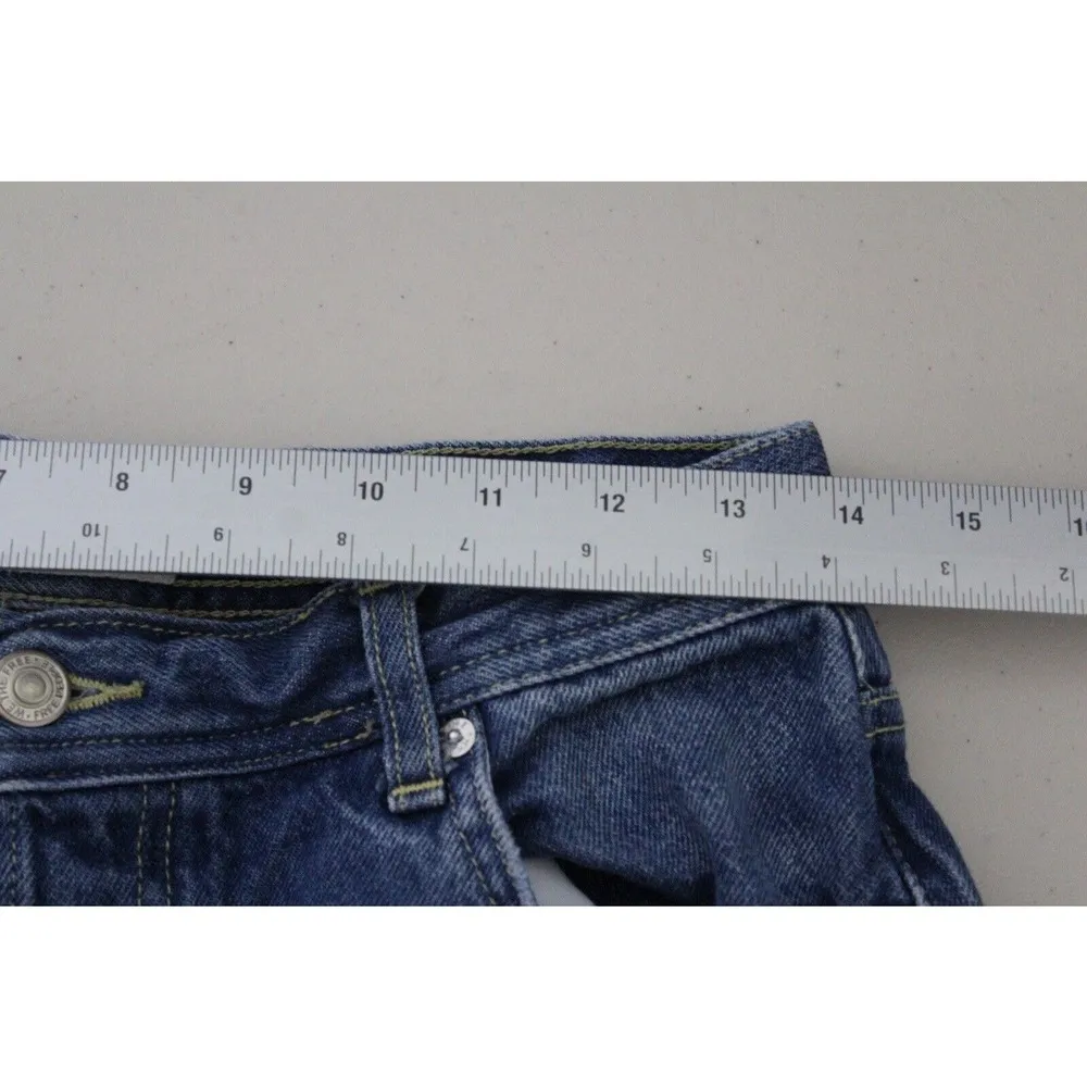 Free People Jeans Womens Medium Wash Blue Distressed Staright Frayed Hem Size 25 - Image 11