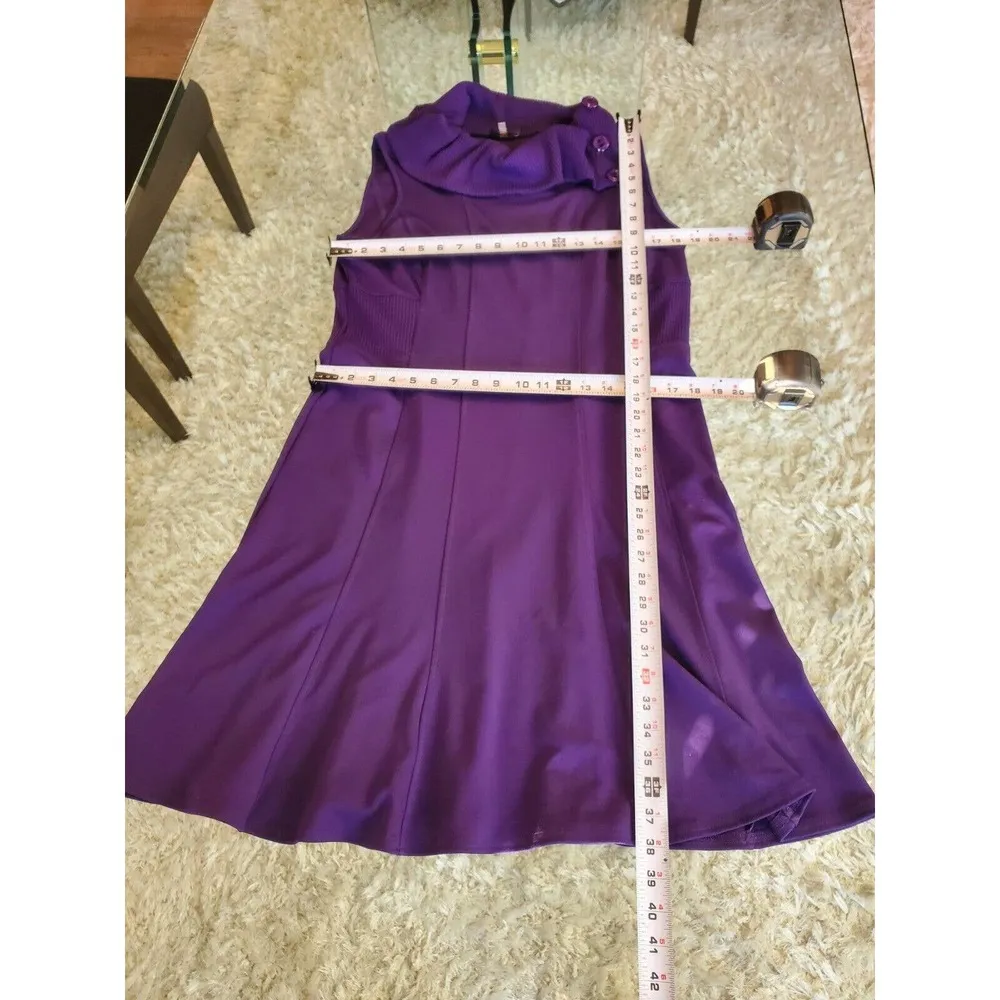 Spense Women's Purple Solid Polyester Cowl Neck Sleeveless Knee Length Dress 14 - Image 8