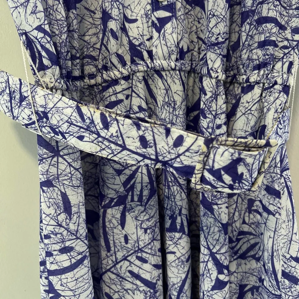 Vintage California Looks Belted Shirt Dress Violet Floral Size 8P - Image 6