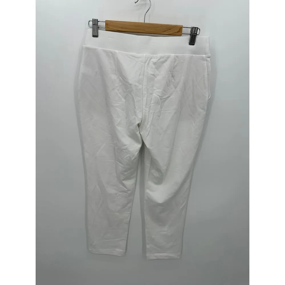 purejill Affinirty French Terry Slim Crop Pants Women XS White Pull On Stretch - Image 2