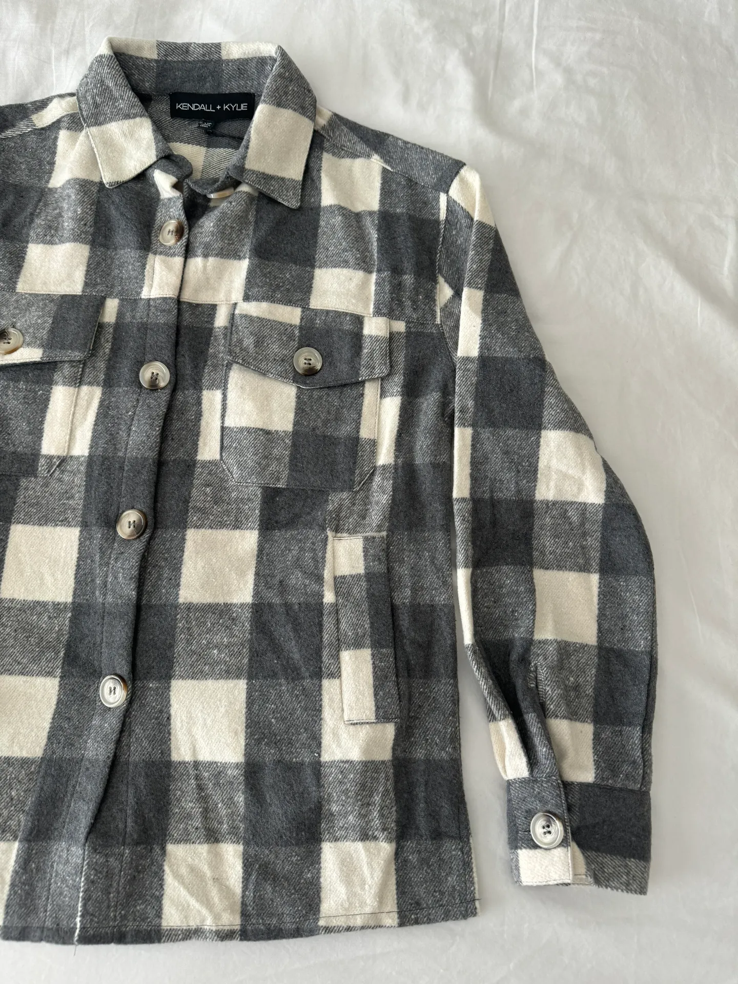 Grey And White Plaid Shacket - Image 2