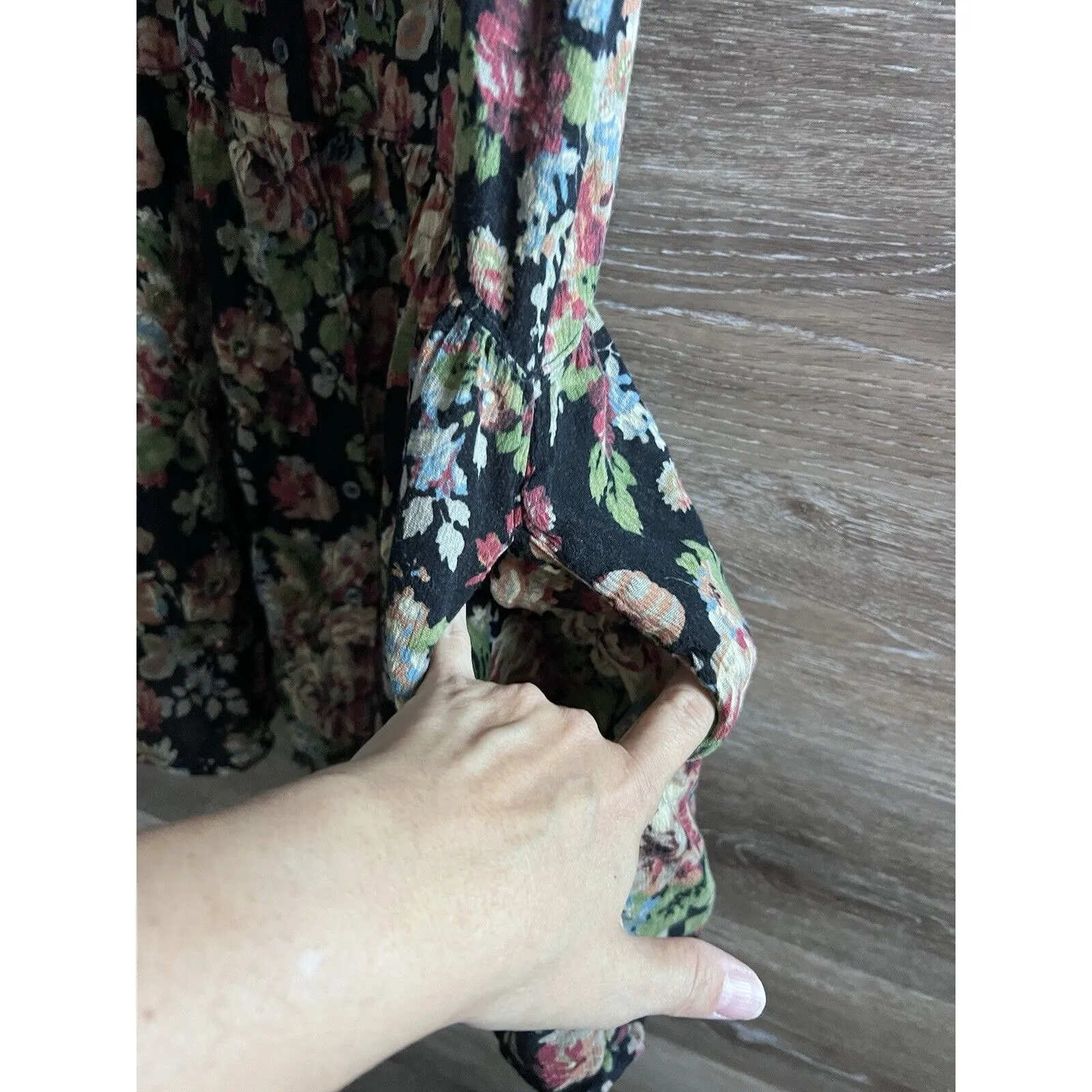 Ralph Lauren Women Tunic Top Mini Dress Size Large Pocket Floral V Neck Cottage - Image 6