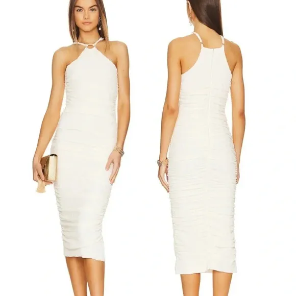 Likely Carmona Stretch Knit Halter Midi Dress in Cream Tan Size 6 NWT - Image 2