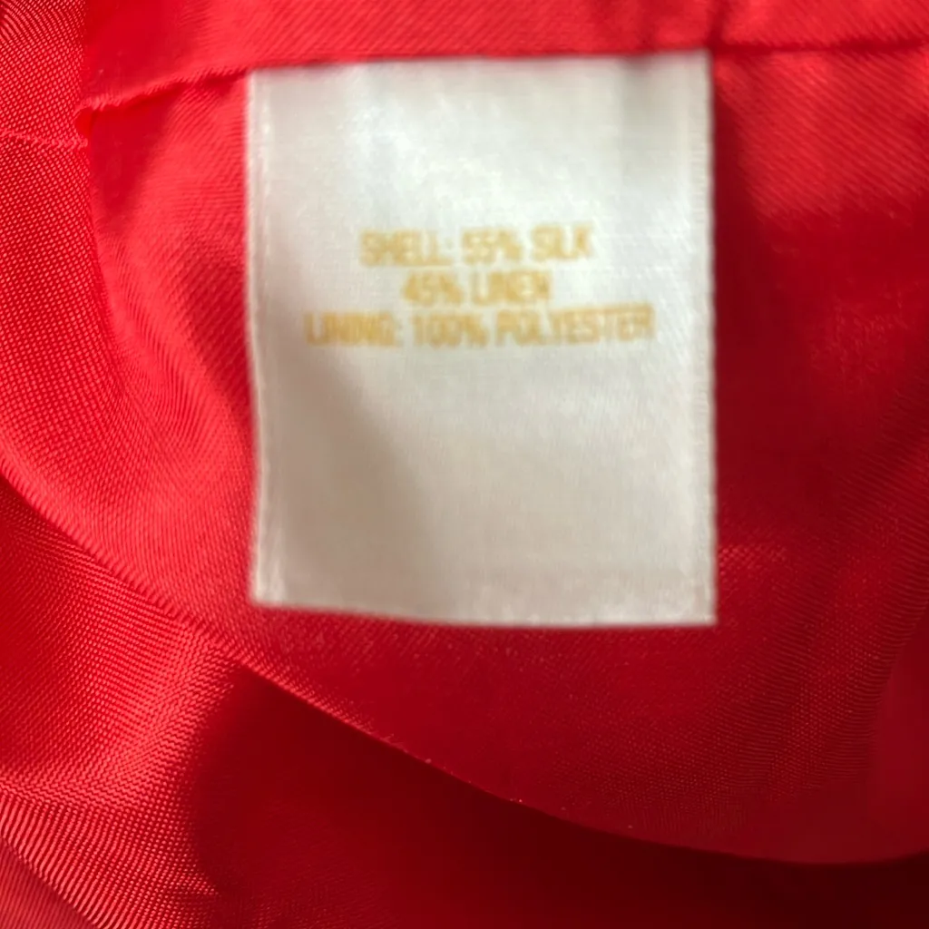 Kate Spade: Red & Blue Silk/Linen Blend Patterned Skirt- 6 - Image 10