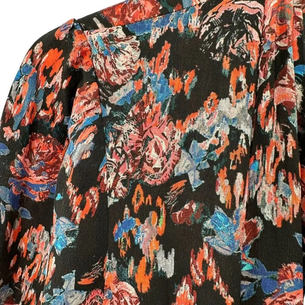 IRO Floral Fling Sheath Silk Long Sleeve Ruched Mini Dress Size 34/2 - Image 5