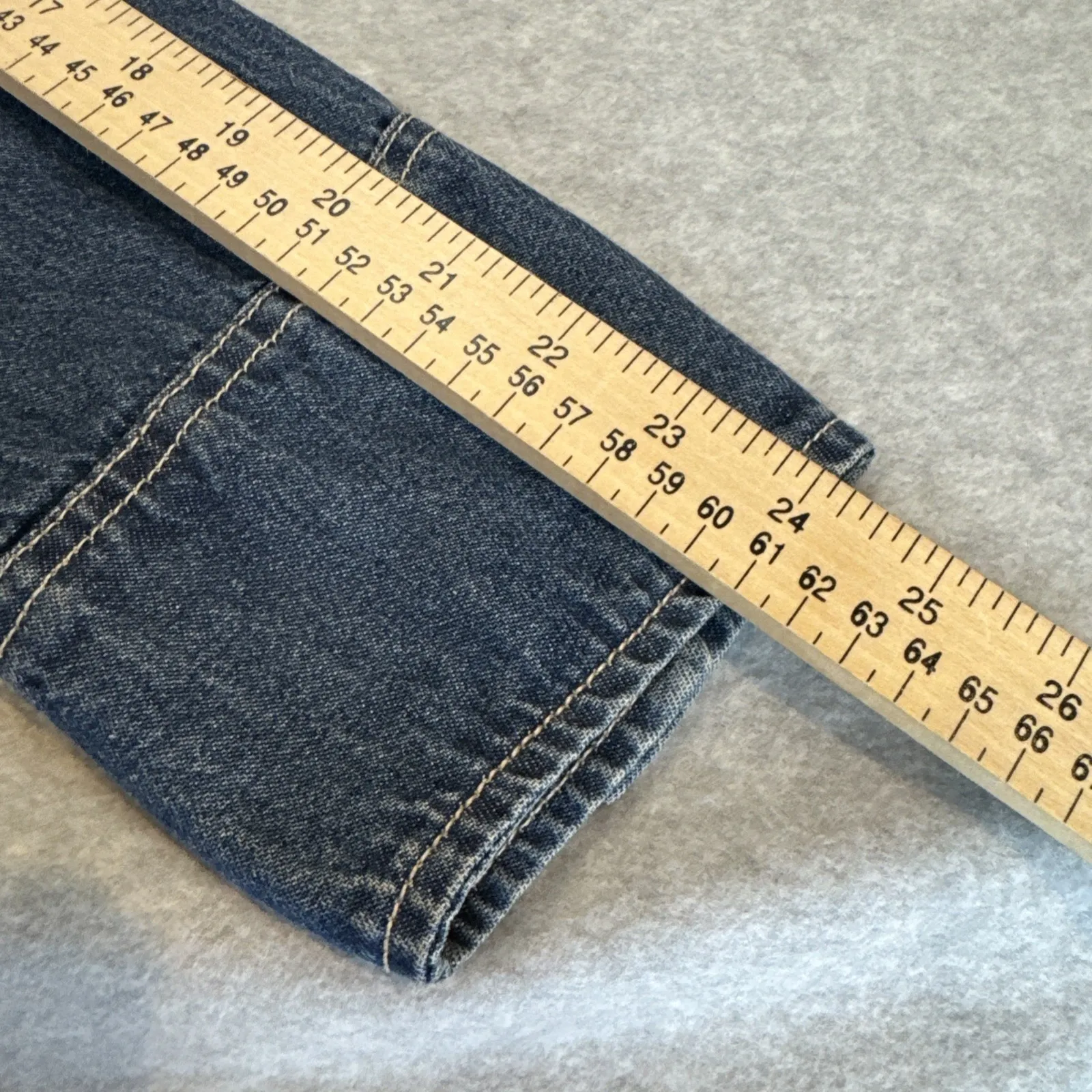 Vintage Hannah Denim Military Jacket Womens Medium Blue Jean Cotton Beaded - Image 16