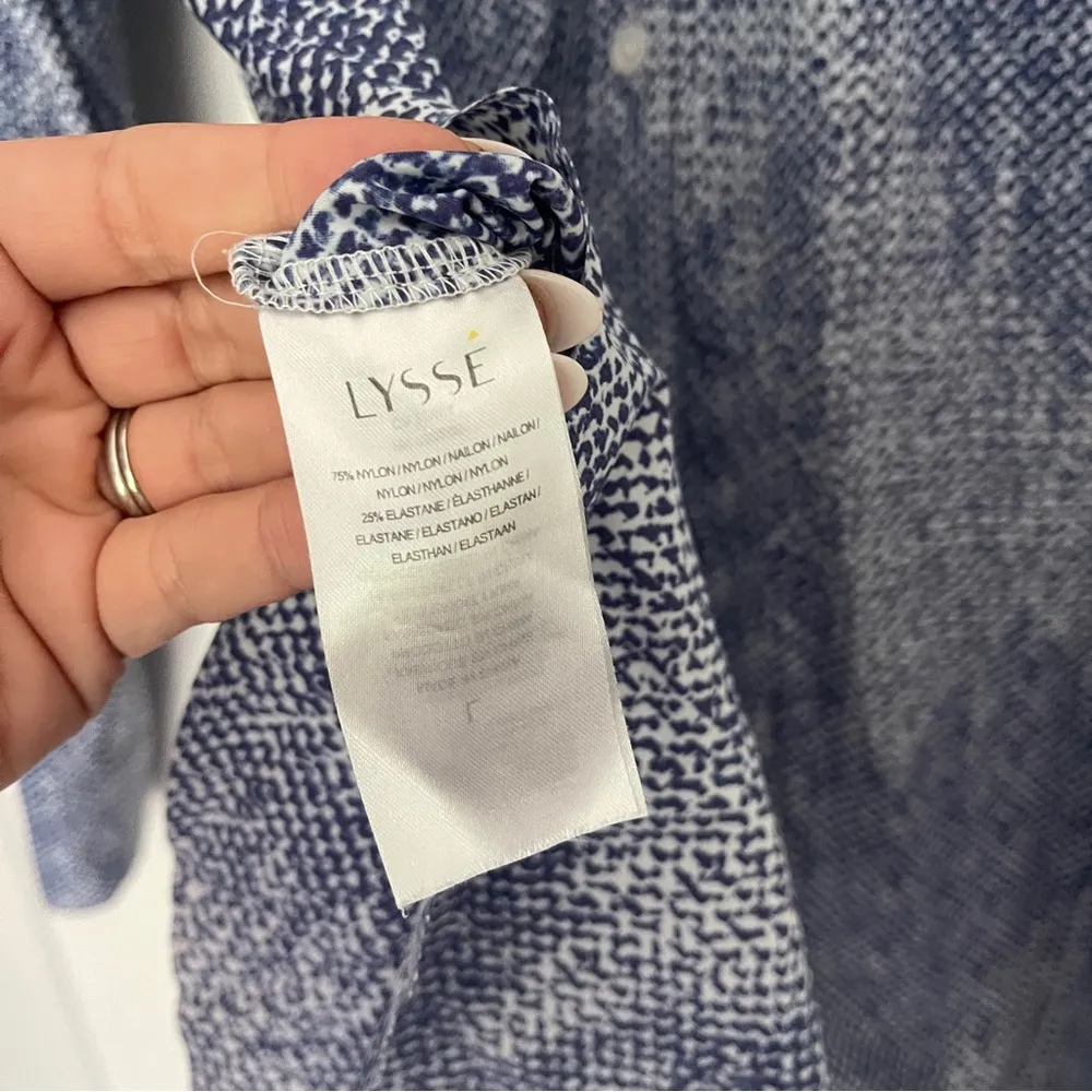 Lysse Schiffer Button Down Long Sleeve Blue White Top - Image 3