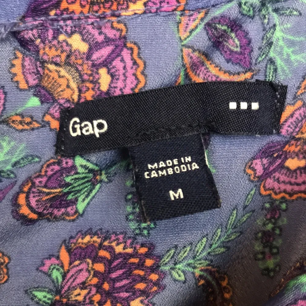 GAP Women’s Boho Cottagecore Floral Print Scoop Neck Blue Sleeveless Tier Dress - Image 6