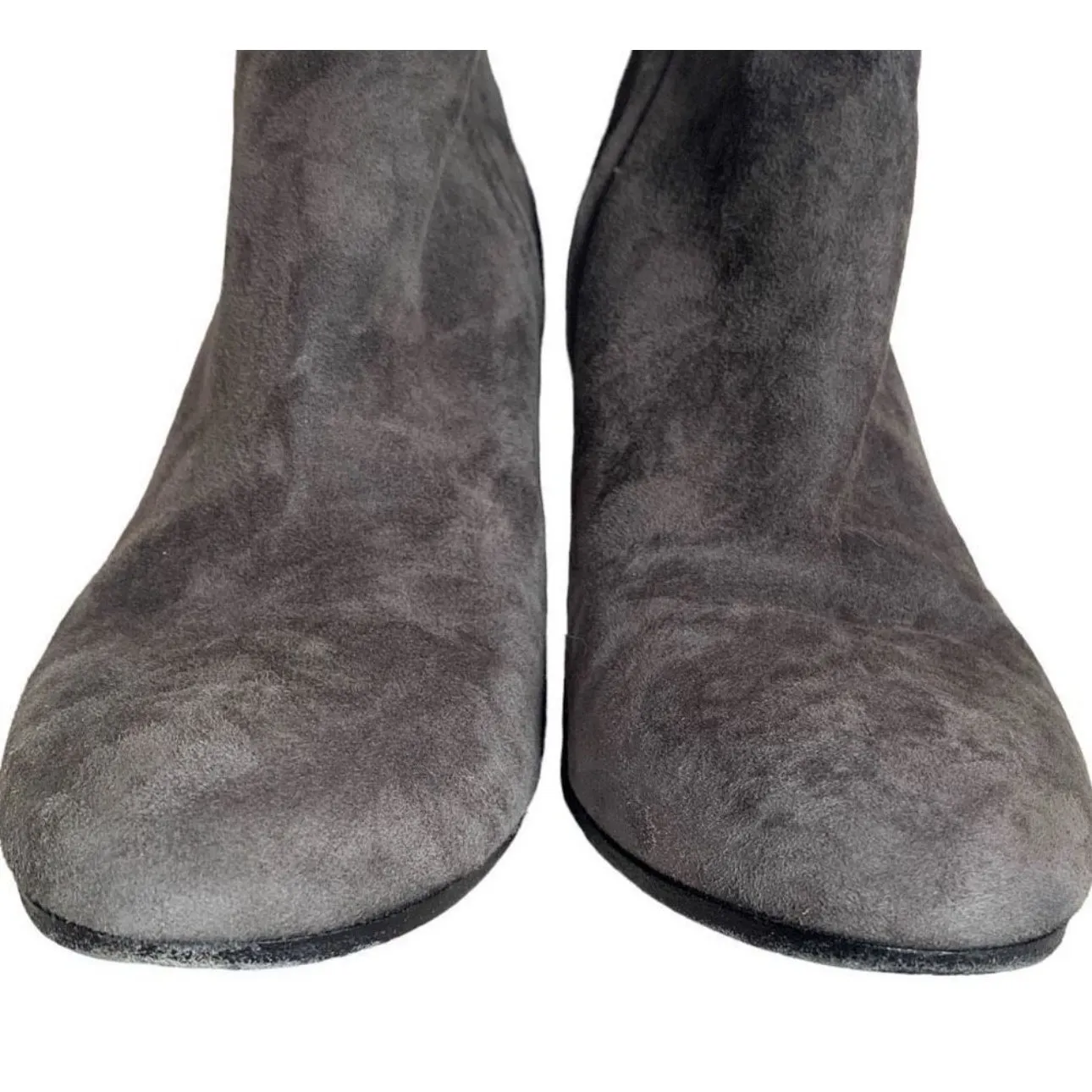 Vince Blakely Bootie Steel Gray Suede Leather Round Toe Block Heel Ankle Boots 8 - Image 5