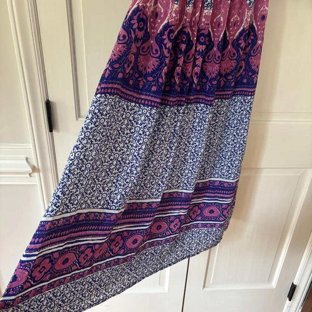 Free People  She’s A Lady Reversible Maxi Dress Purple Boho Print Size Small Midi - Image 11