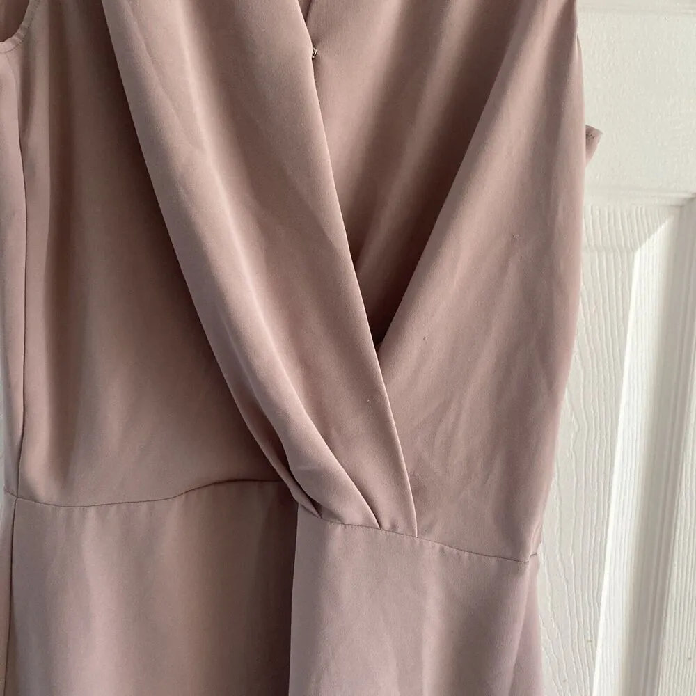Babaton‎ Aritzia Phoenix Dress Dusty Mauve Pink Faux Wrap Dress Size 8 - Image 5
