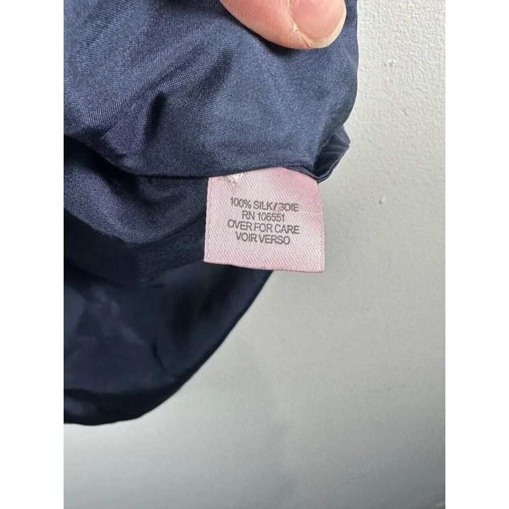 Calypso St Barth Womens Top Size XS Navy Blue Short Sleeve Ruched Silk Shirt - Image 9