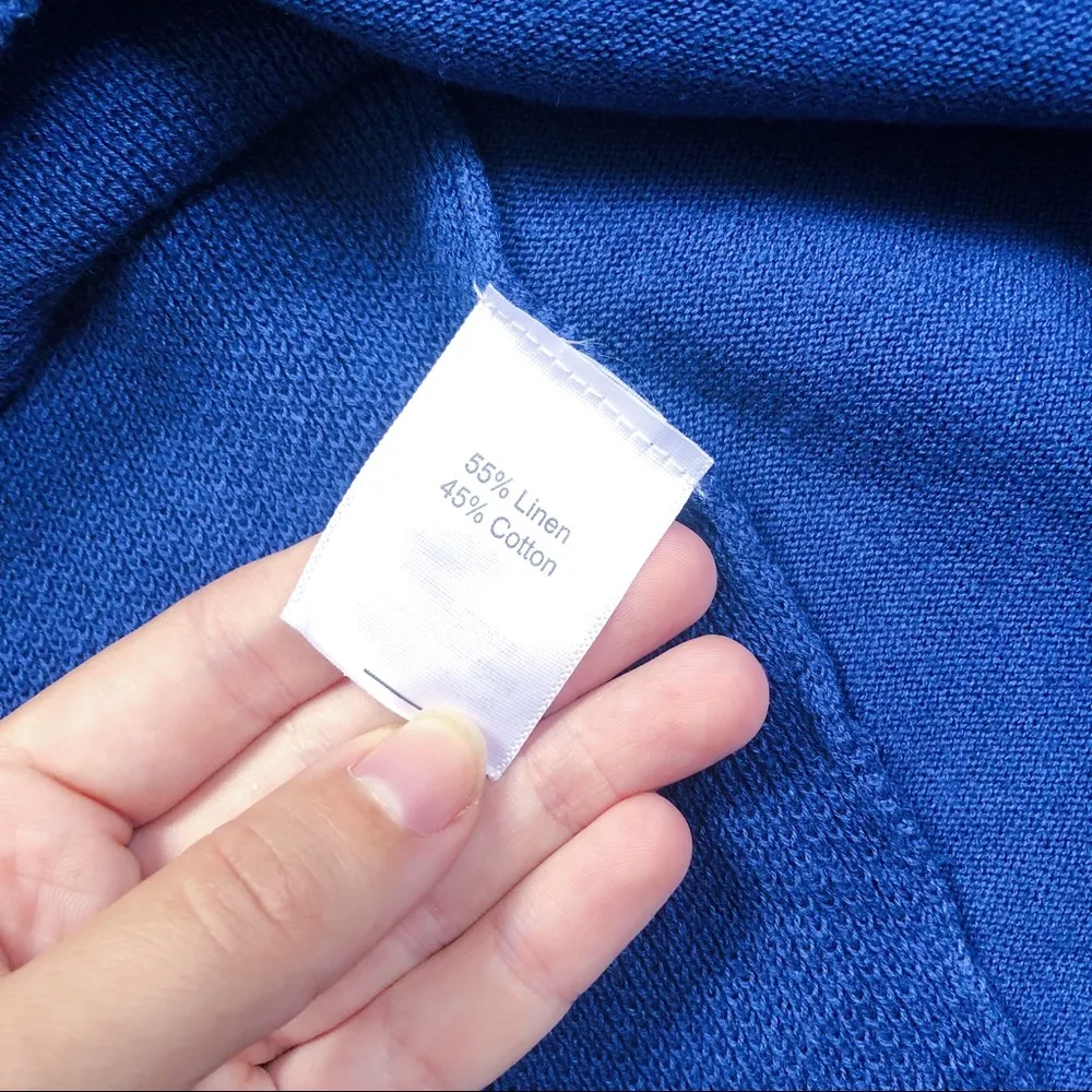 Sahalie • Your Best Bet lightweight sweater blue pullover linen cotton knit Size 1X - Image 8