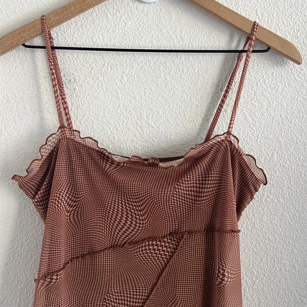 Urban Outfitters Moxie Brown and Tan Dress Medium - Image 4
