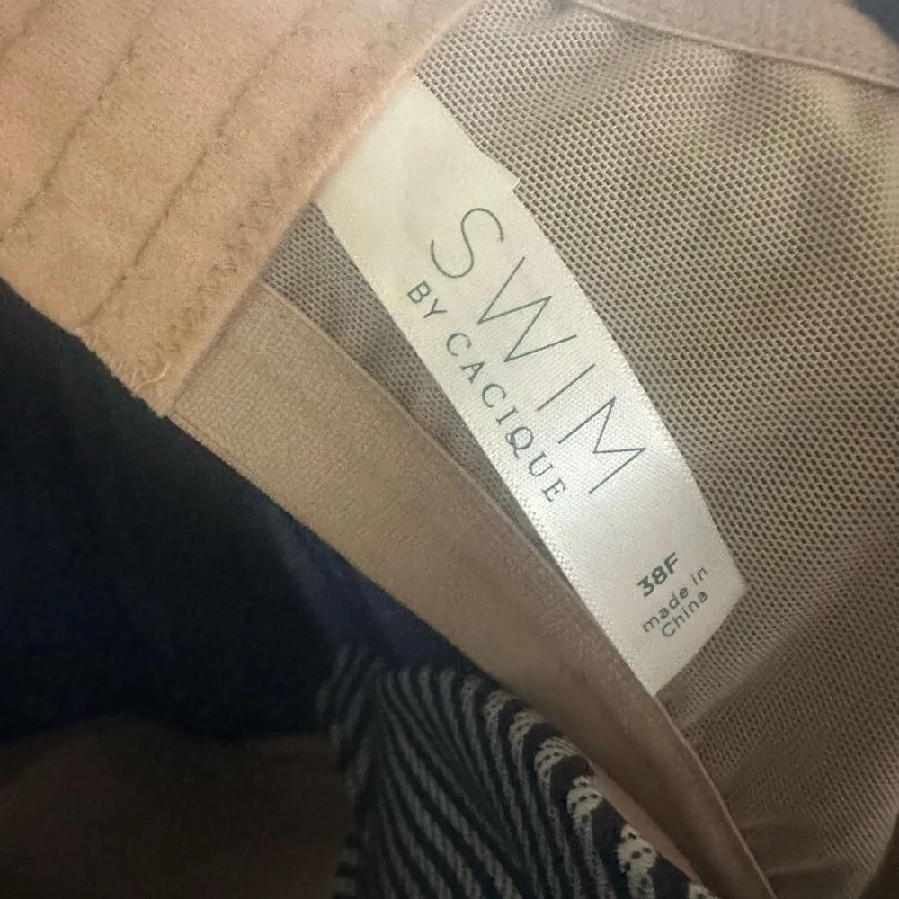 Cacique Swim navy striped pinup girl 38F tankini swim top - Image 3