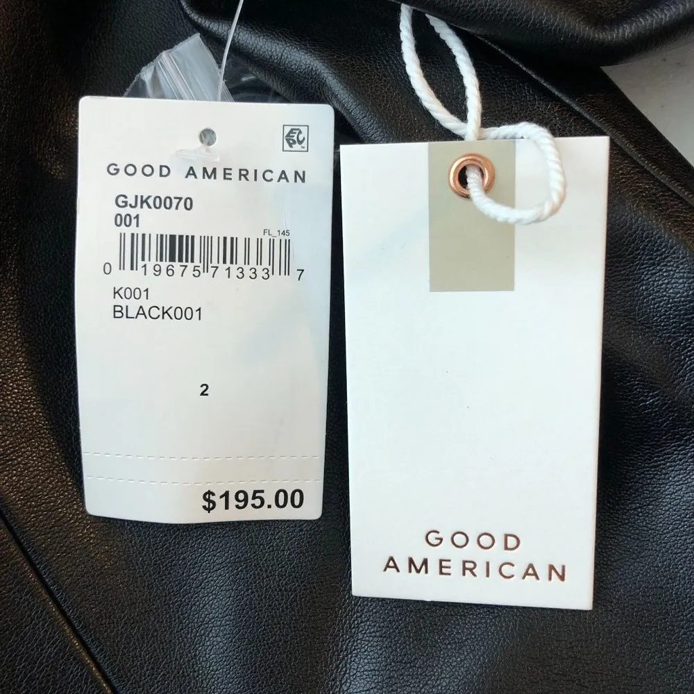 Good American Faux Leather Unisex Blazer Better Than Leather Oversized Black 2/M - Image 6