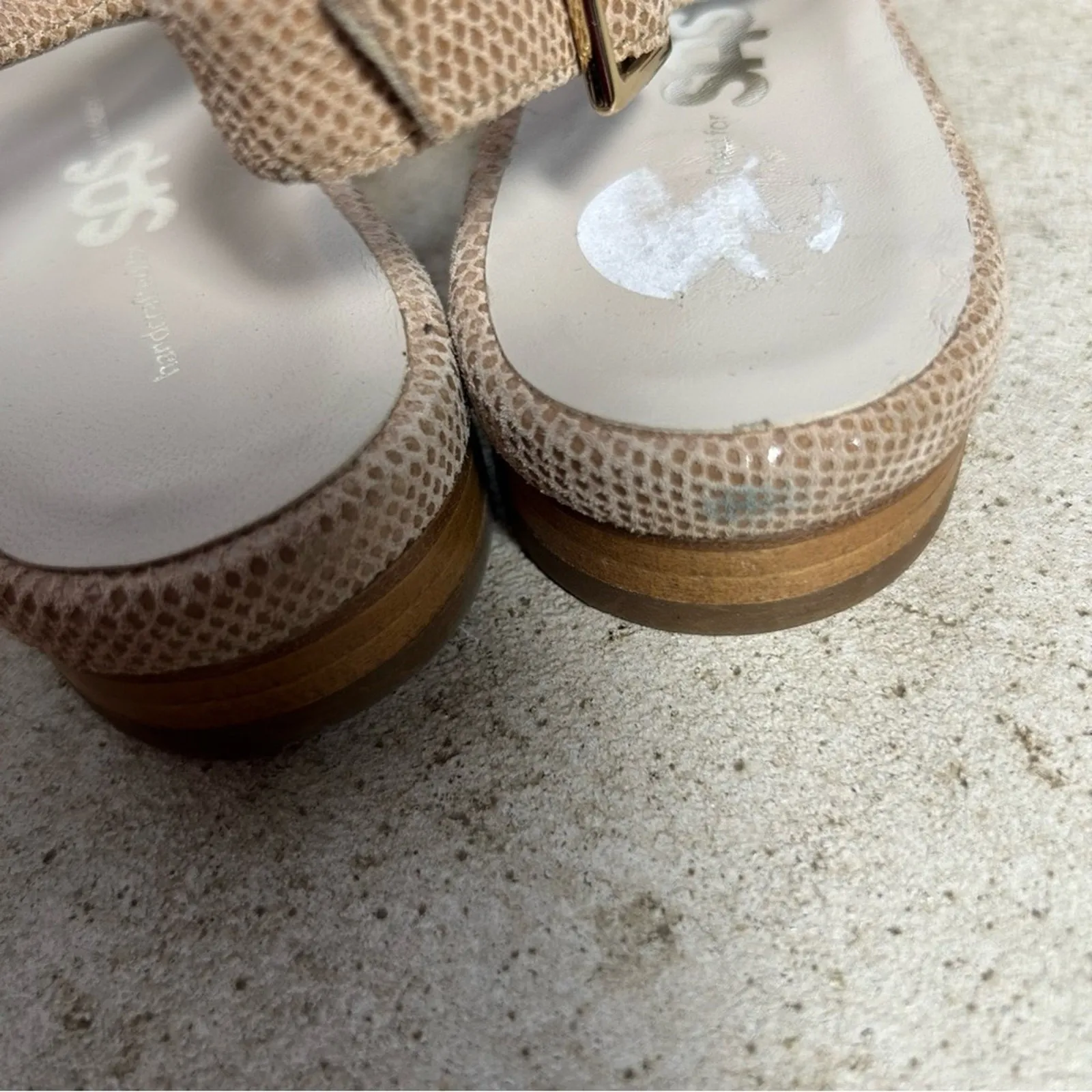 SAS Chloe J5 Beige Leather Snake Skin Pattern Slingback Closed Toe Flats Size 7M Tan - Image 8