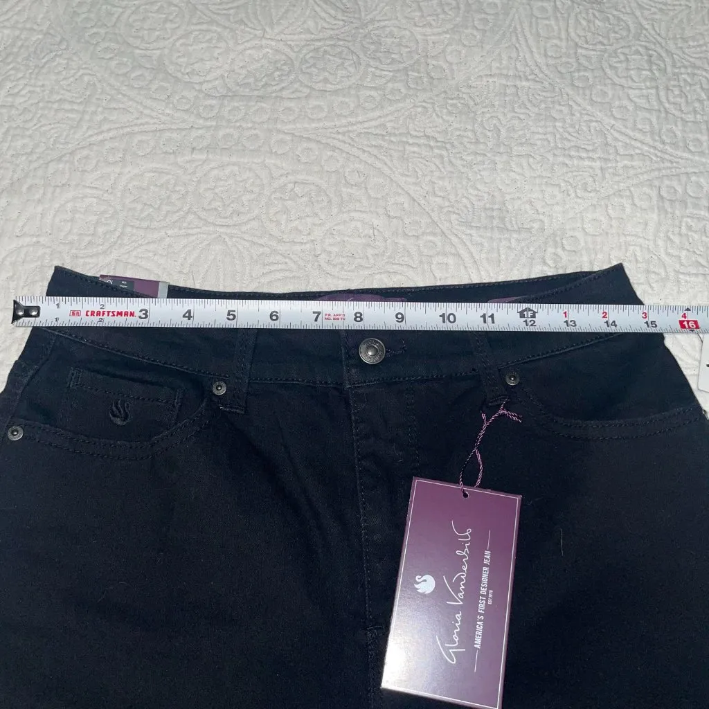 Gloria Vanderbilt  Amanda Slim Leg Jeans Black Size 6 Average Embroidered Pockets - Image 4