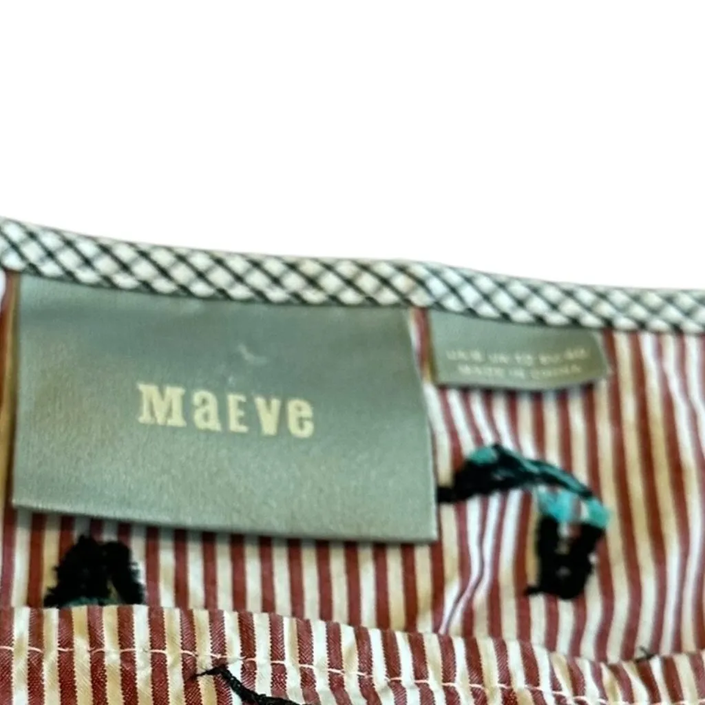 Maeve Anthropologie Red Stripe A-Line Dress Bathing Beauty Print Size 8 Women's - Image 4