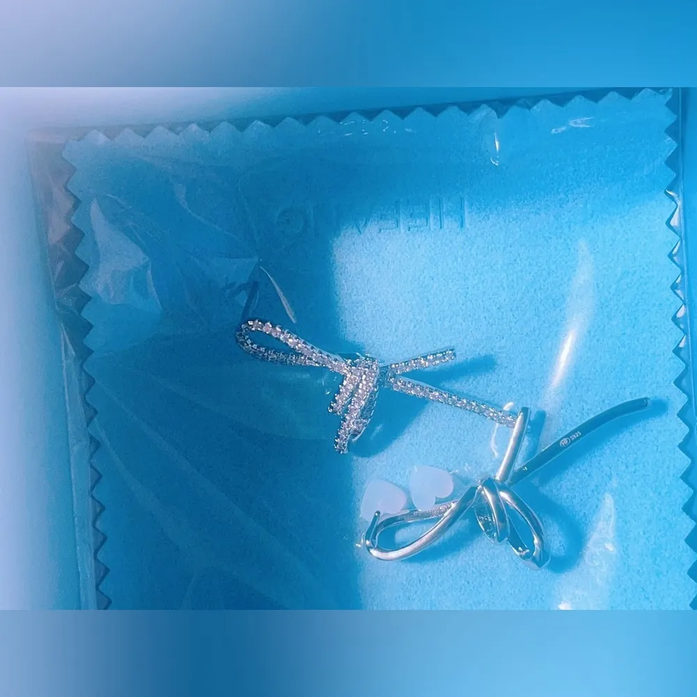 hefang jewelry earrings and necklace Bow set Silver - Image 11