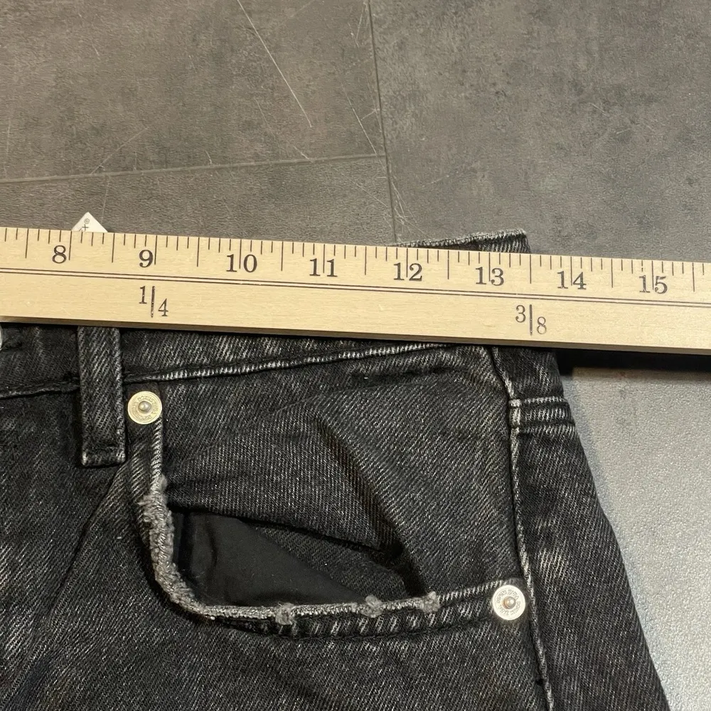 Zara High Rise Black Jean Shorts, size 4 button fly F-13 - Image 5