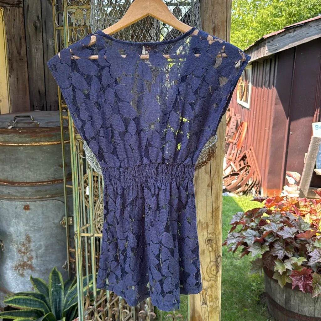 Eyelash Couture y2k  Navy Lace Top Small - Image 5