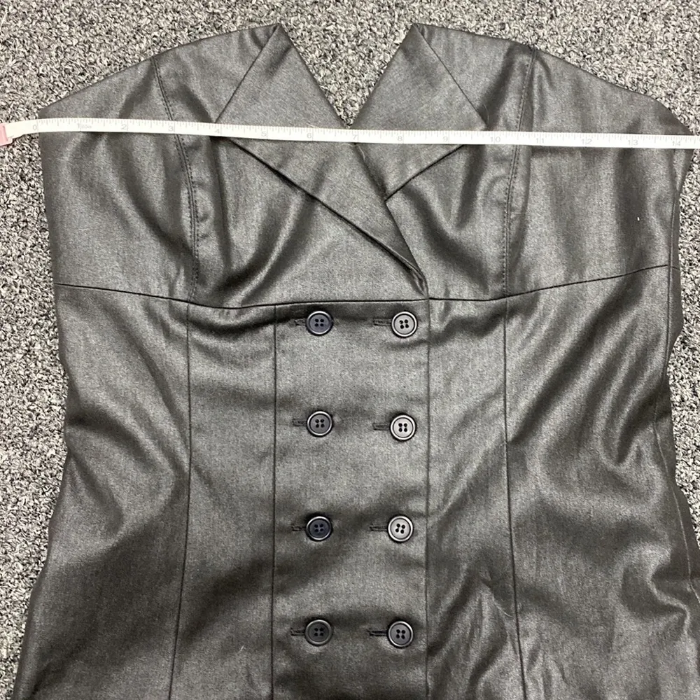 Y2k  strapless tuxedo vest waistcoat corset buttons black 36 euro XS - Image 8