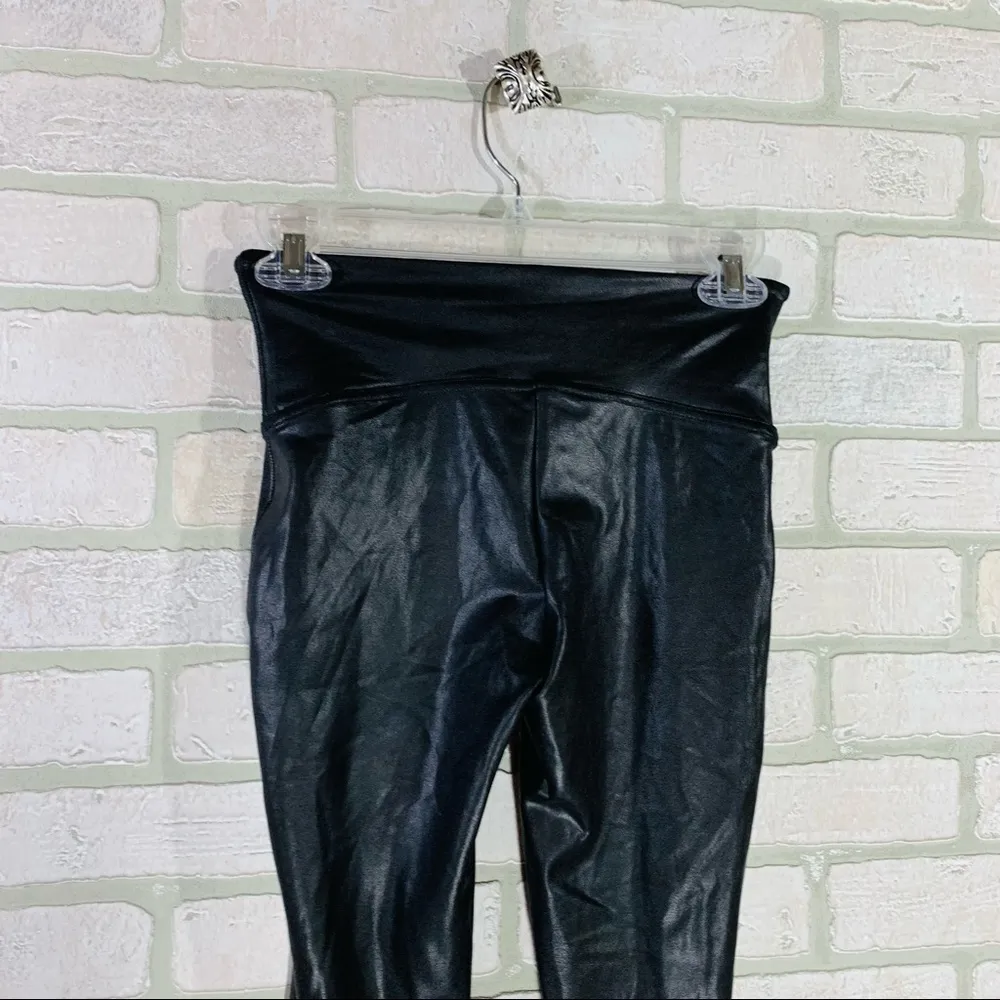 SPANX Black Faux Leather Leggings Size M - Image 9
