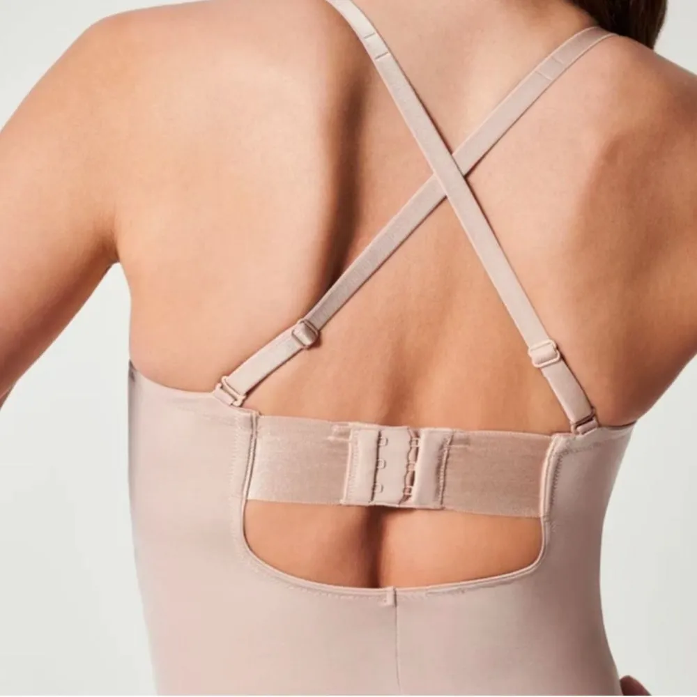 Spanx Suit Your Fancy Bodysuit Strapless Cupped Brief Convertible Tan Small - Image 4