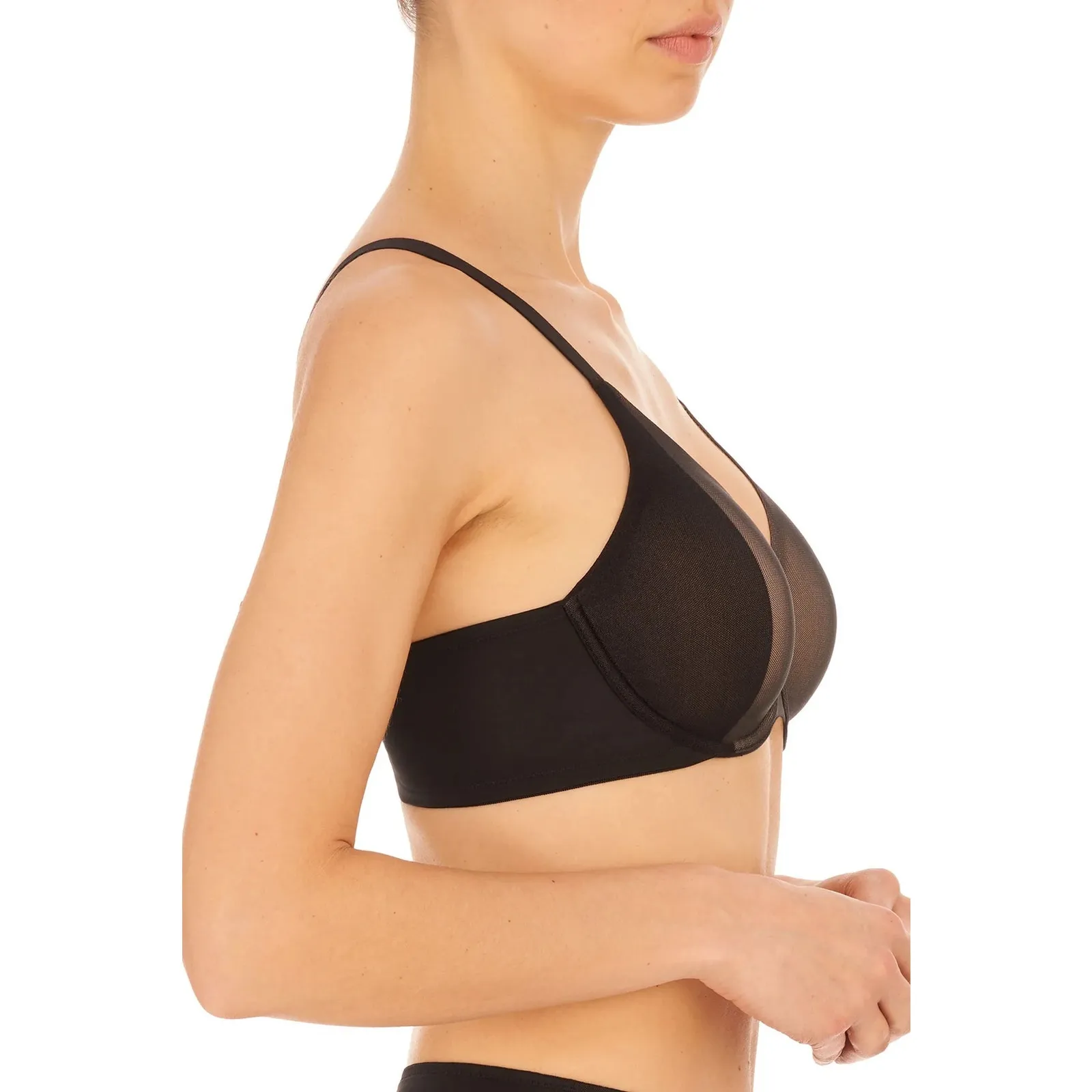 Natori 724332 black cafe side effect mesh unlined underwire bra 30G NEW - Image 3