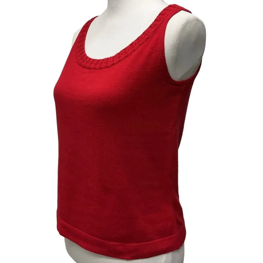 Liz‎ Claiborne Lizsport Pettite Sleeveless Sweater Top Size SP Red Cozy Knit - Image 2