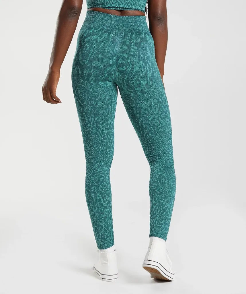 Gymshark teal full length cheetah print leggings size Medium - Image 3