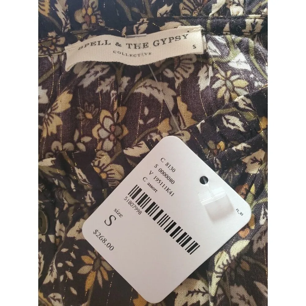 NWT SPELL & the Gypsy Collective Dahlia Maxi in Black Metallic A-line Dress S - Image 9