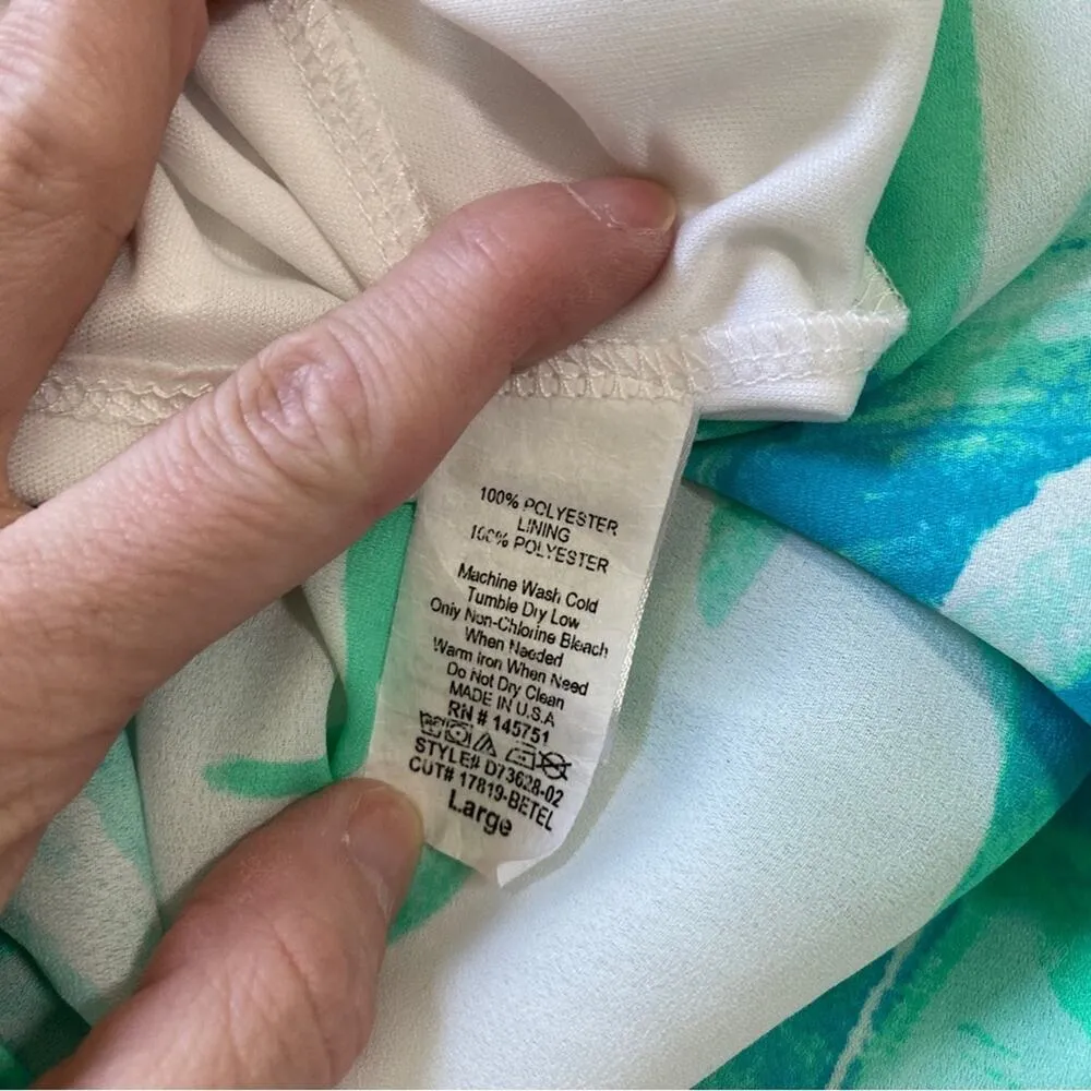 Peach Love California One Shoulder Summer Palm Leaves Print Maxi Dress Large - Image 7