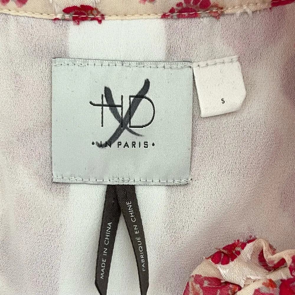 Anthropologie HD in Paris Carmona Silk Halter Tank Blouse Pink White, Size Small - Image 5