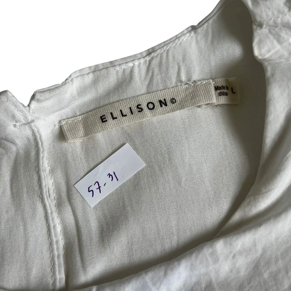 Ellison White Lined Eyelet Babydoll Dress Women Size Large | 57-31 - Image 4