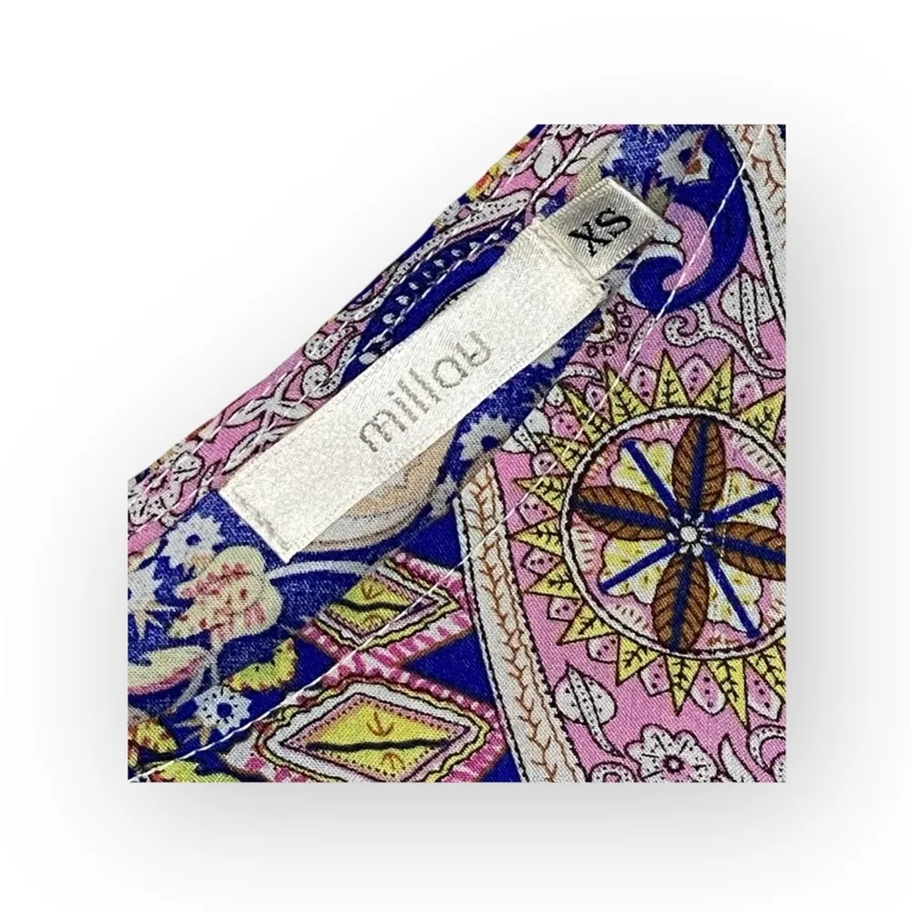 new Millau 𒀭 Cold Shoulder Lace Fringe Festival Crop Top 𒀭 Multicolor Print 𒀭 XS Pink - Image 9