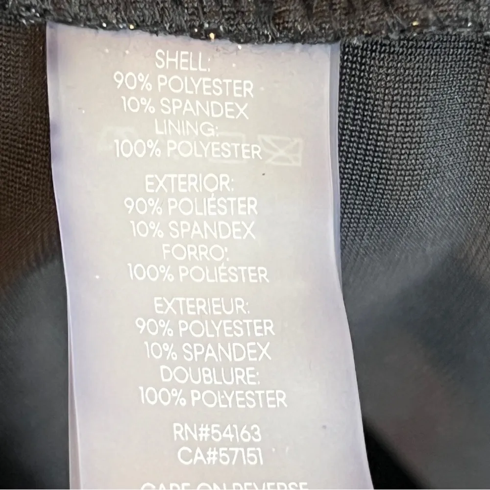 Calvin Klein Size 4 Deep V Gold & Black Long Sleeve Short Sheath Party Dress - Image 10