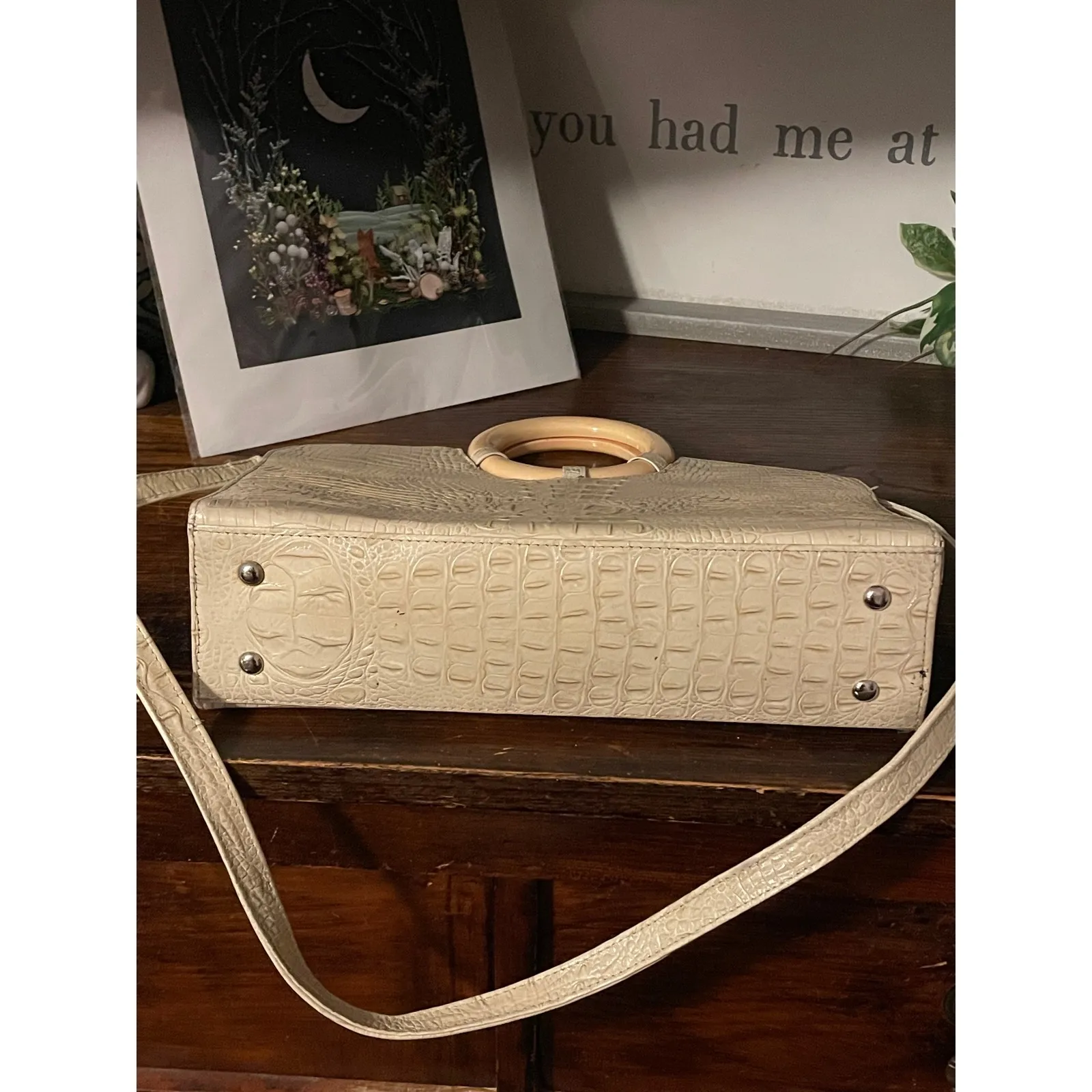 Danielle Ortiz Genuine Leather Handbag Top Handle Bag Shoulder Strap Tan - Image 3