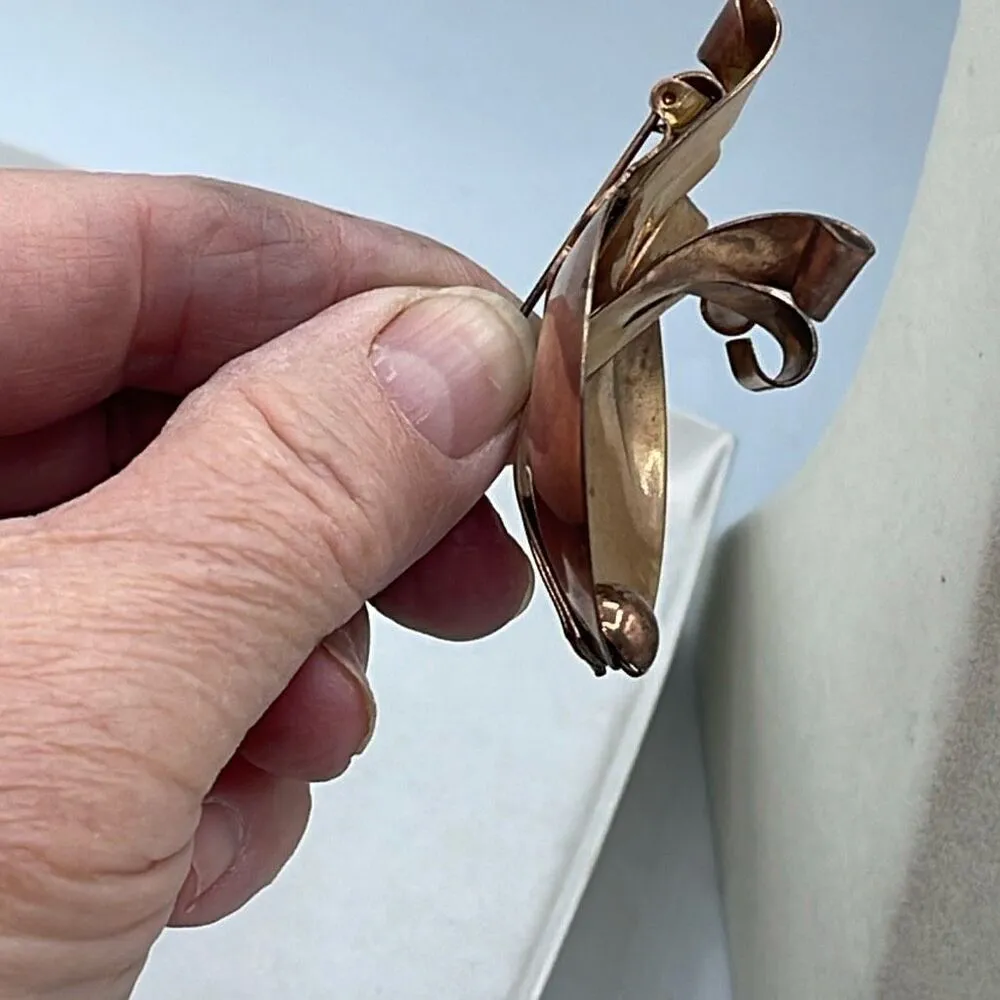 Vintage MCM solid copper 3D brooch Brown - Image 7