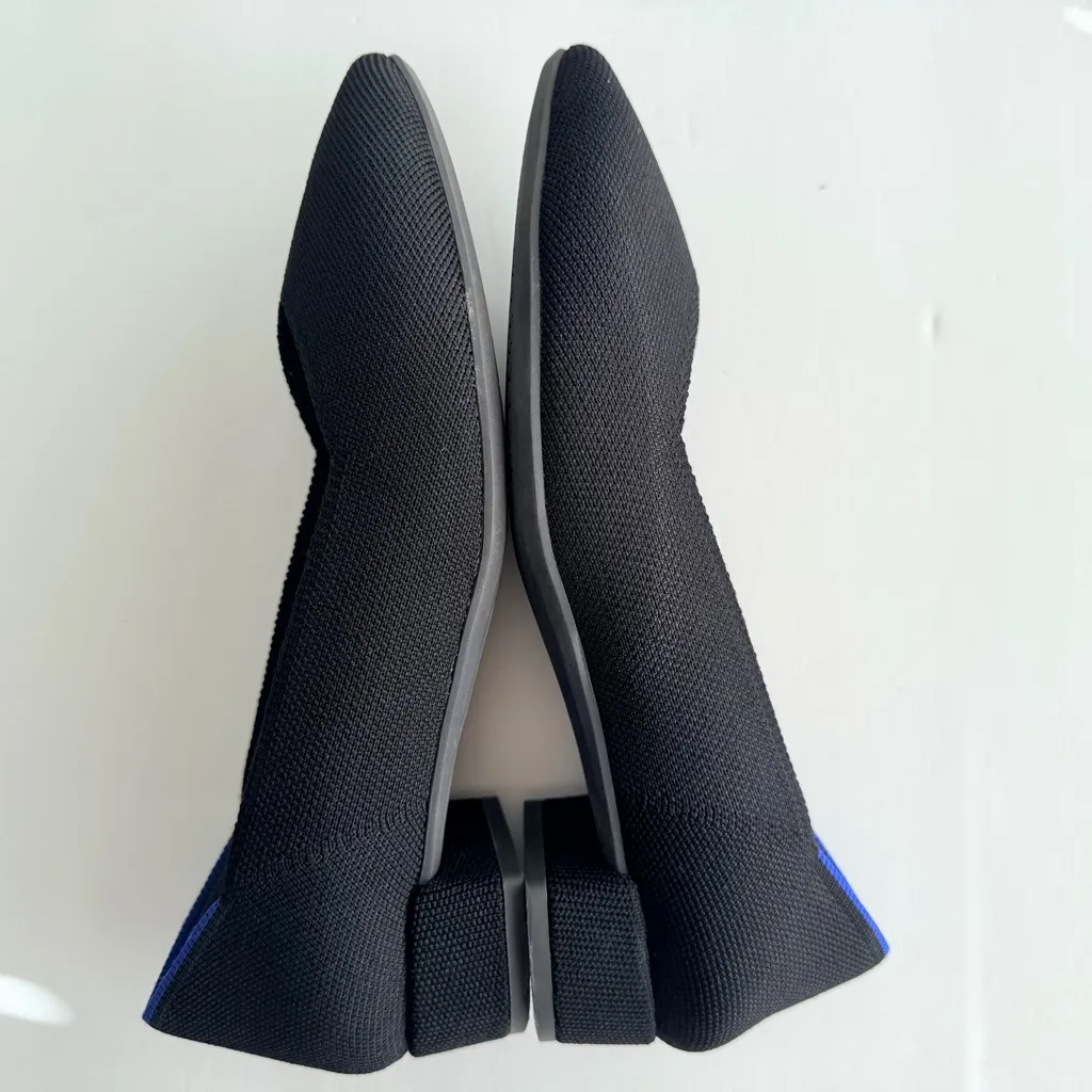 Rothy's The High Point Black Flats Size 7.5 Low Heel Point Toe Comfort Non-Slip - Image 5