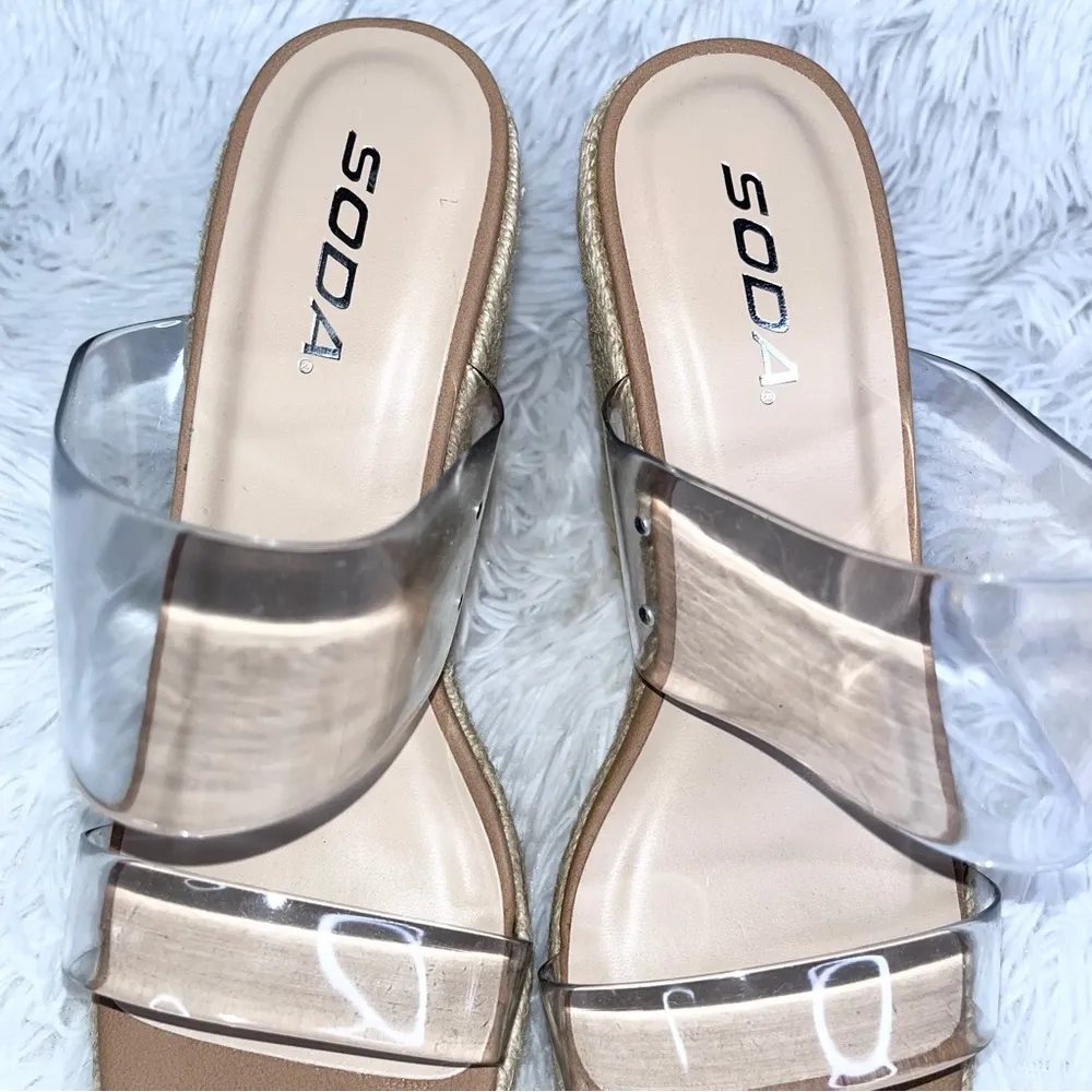 Big Fan Espradille Wedge Clear Strap Sandals 8.5 New NIB - Image 5