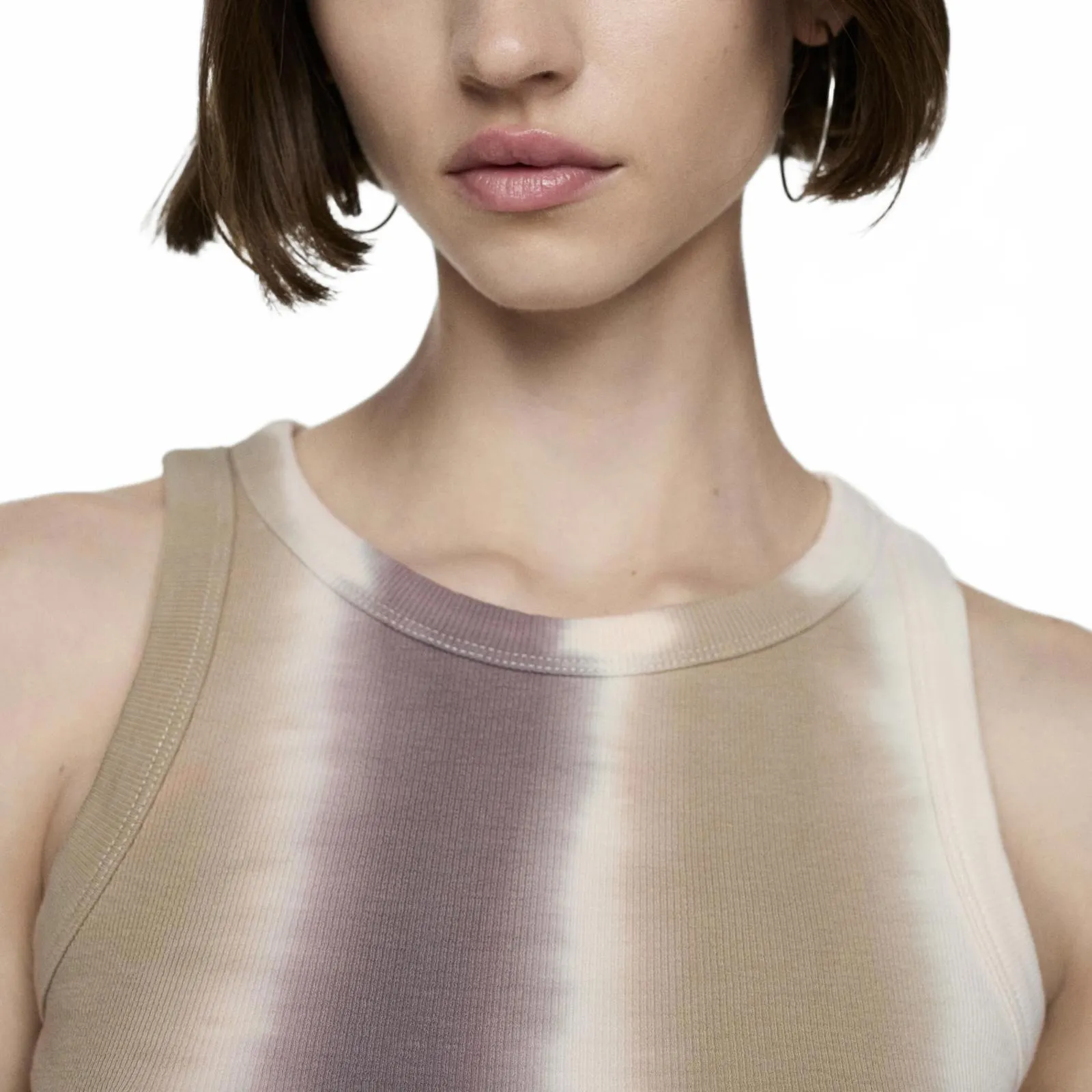 Mango Ombré Tie-Dye Ribbed Top Tank Rainbow Beige Brown NWT Size XXL - Image 3