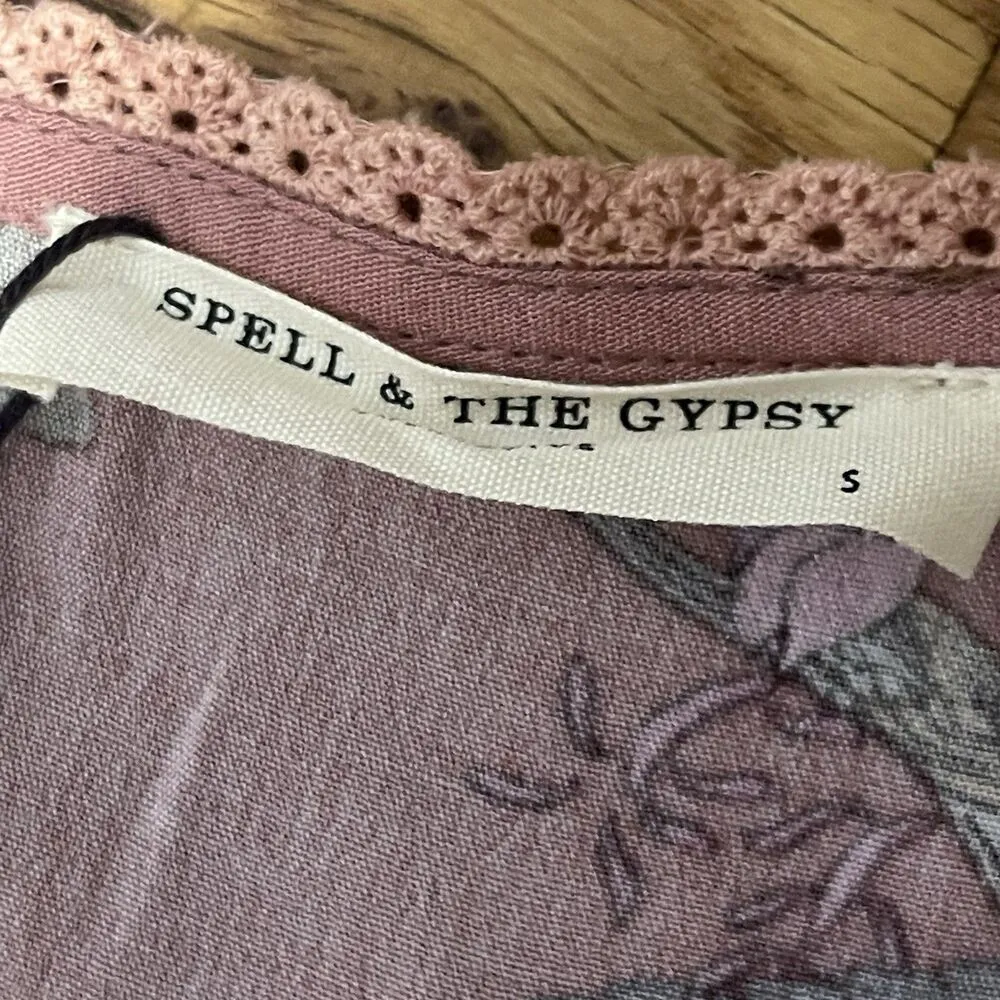 SPELL AND THE GYPSY Rosa 90s Mini Dress Size Small Pink‎ NEW Floral Whimsical Pink - Image 10