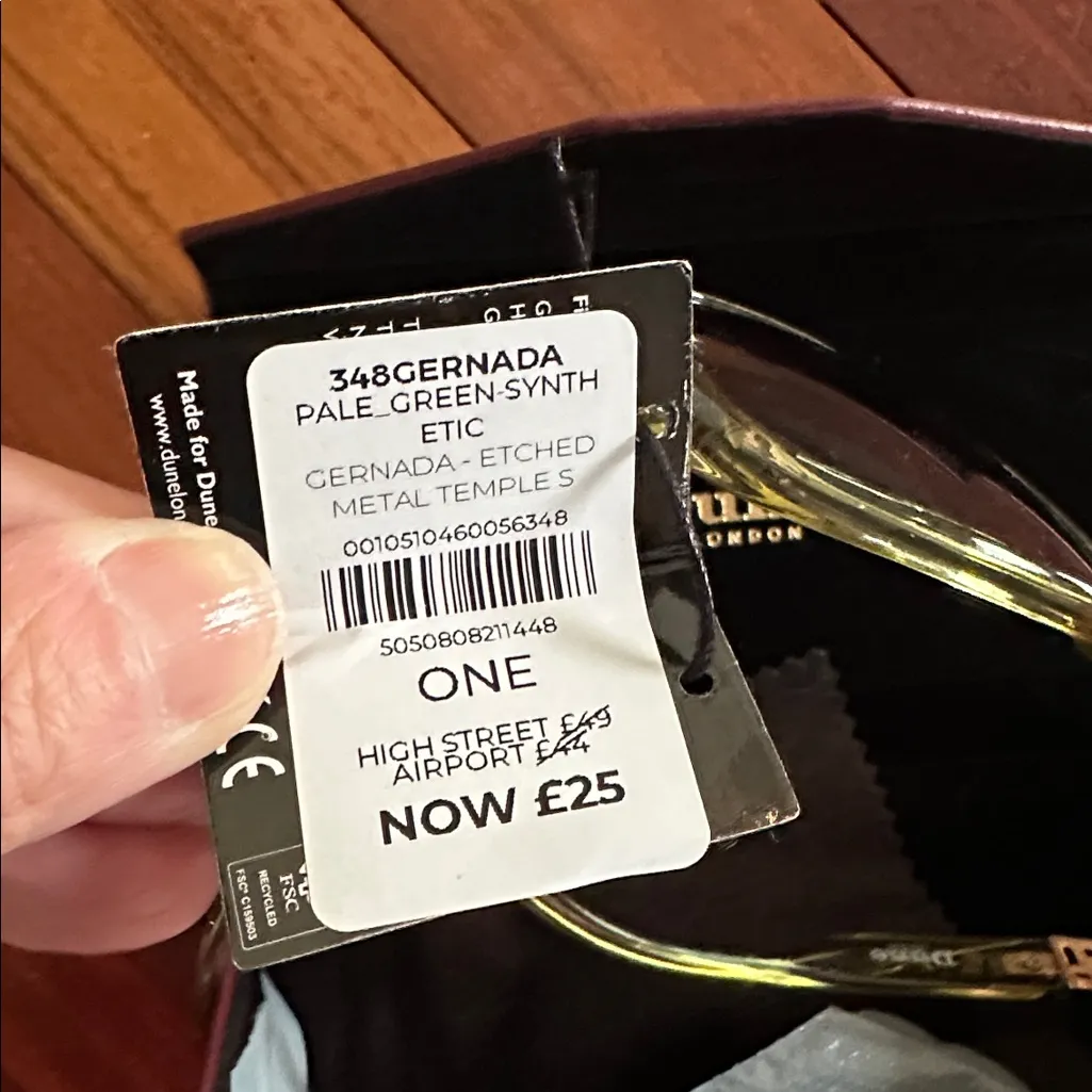 NEW Dune London Green Sunglasses Gernada Etched Metal Temple Gold Oval with Case - Image 6