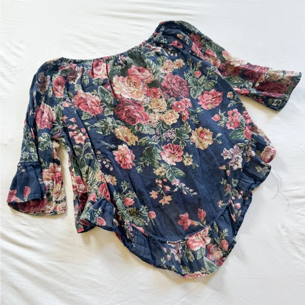 Denim & Supply Ralph Lauren Womens Small Top Vanetta Floral Ruffle Boho 046-C - Image 3