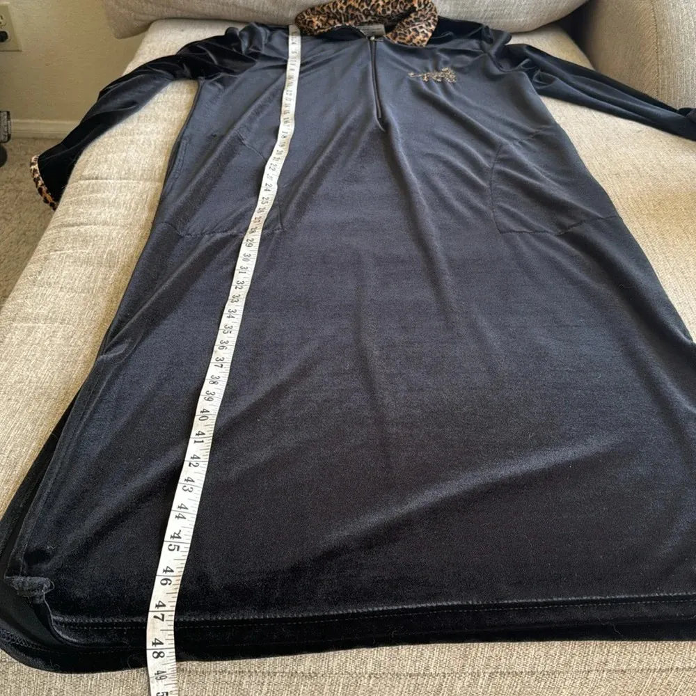 Vintage Amanda Stewart intimates animal print leopard cheetah house robe velour Black Size undefined - Image 13