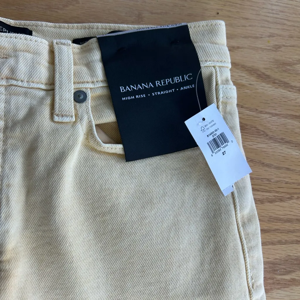 NWT Banana Republic Jeans Womens 27 Yellow High Rise Straight Ankle Pants - Image 4