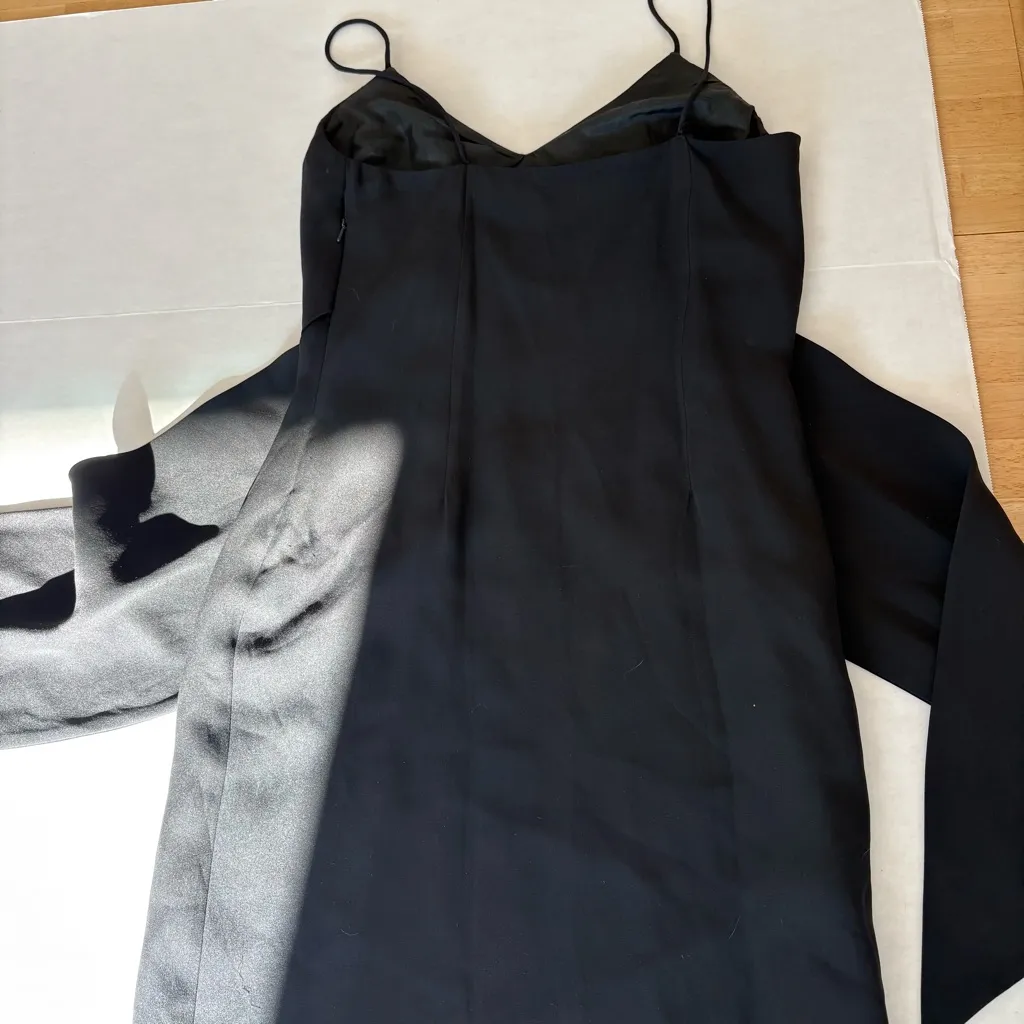 Vintage J. Crew 100% silk spaghetti strap cross dress LBD black size 4 - Image 11